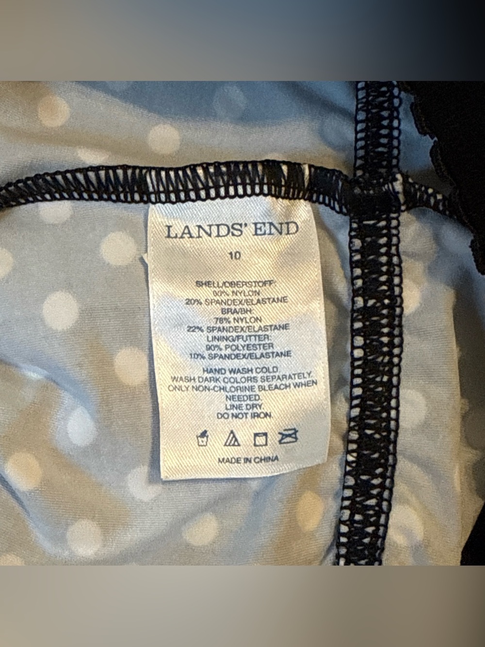 Lands End Black and White Polka Dot Halter Swim Dress with underwire. Sz 10 - Picture 5 of 5